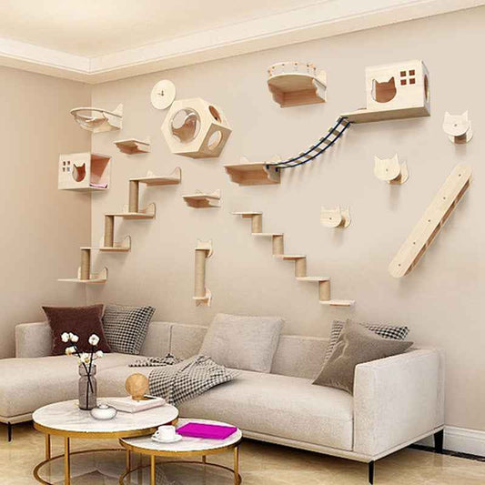 Belinana Wall-Mounted Cat Climbing Frame - Stylish Pet Furniture