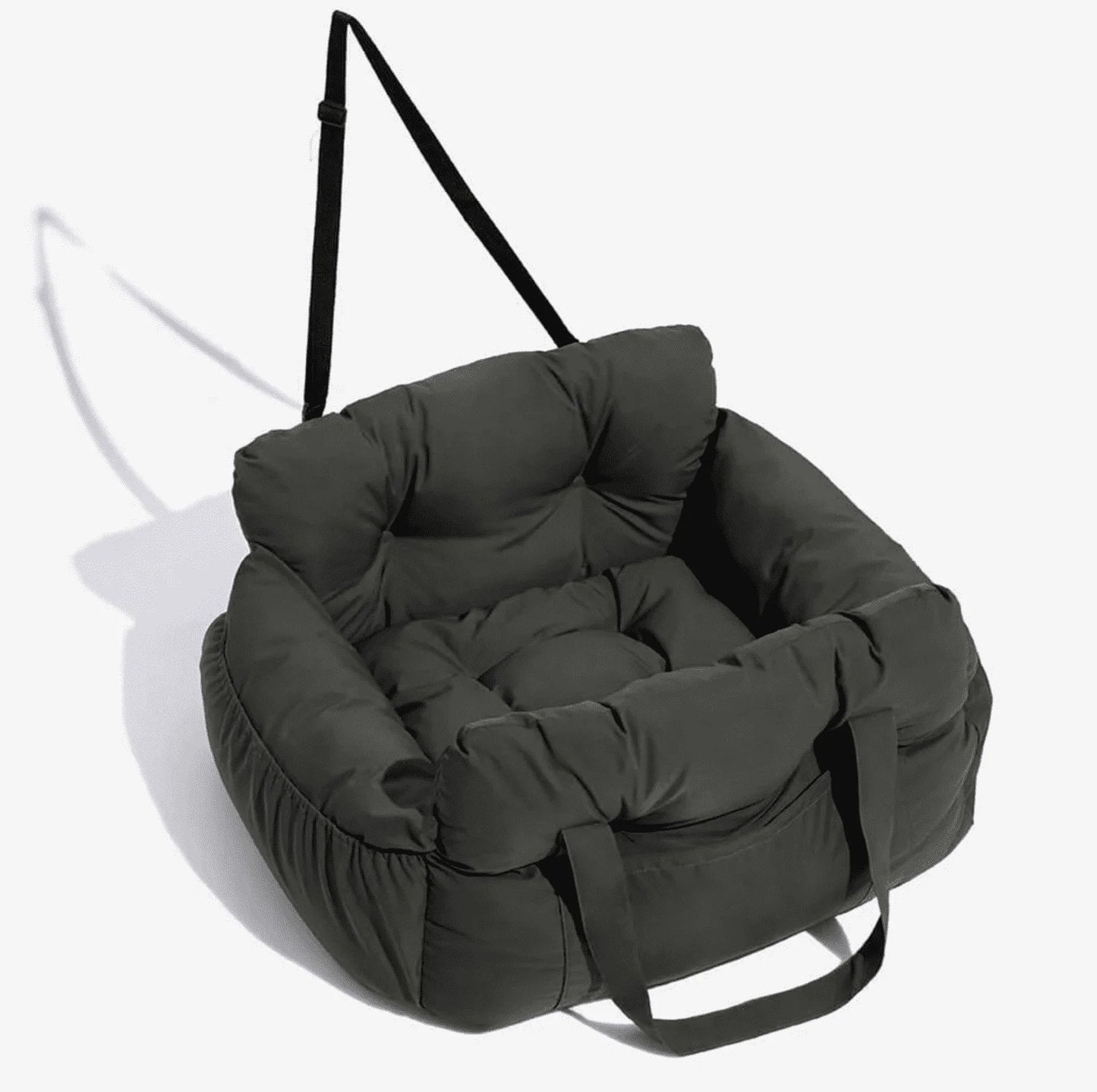 Belinana black dog car seat booster bed with padded sides and adjustable straps for pet safety in cars