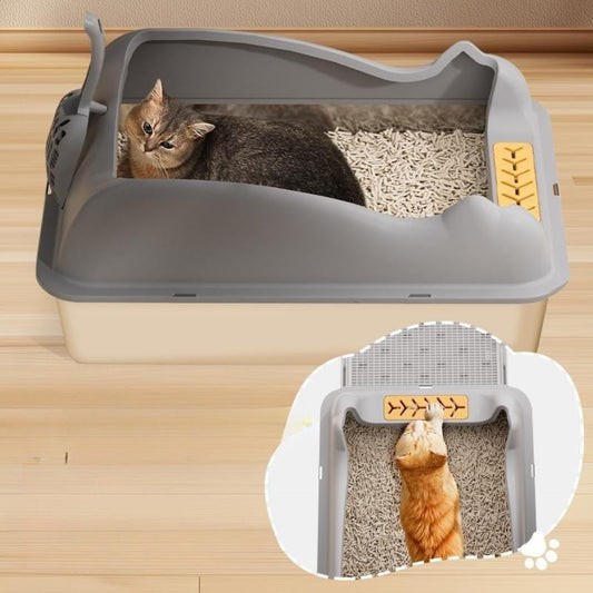Belinana large stainless steel cat litter box with spacious design for comfortable use and easy waste burying