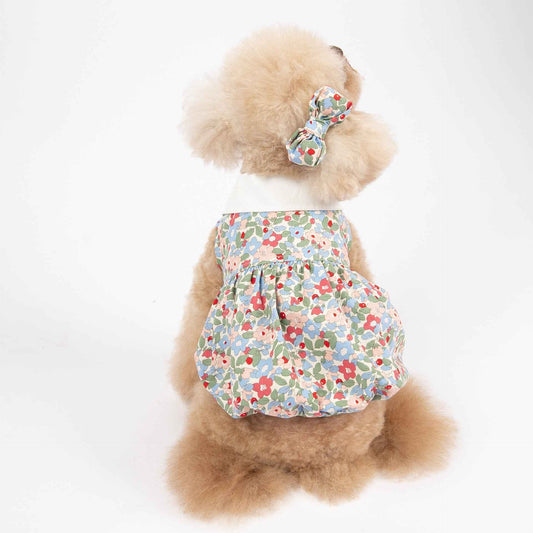 Belinana lightweight floral dog outfit Peter Pan Collar
