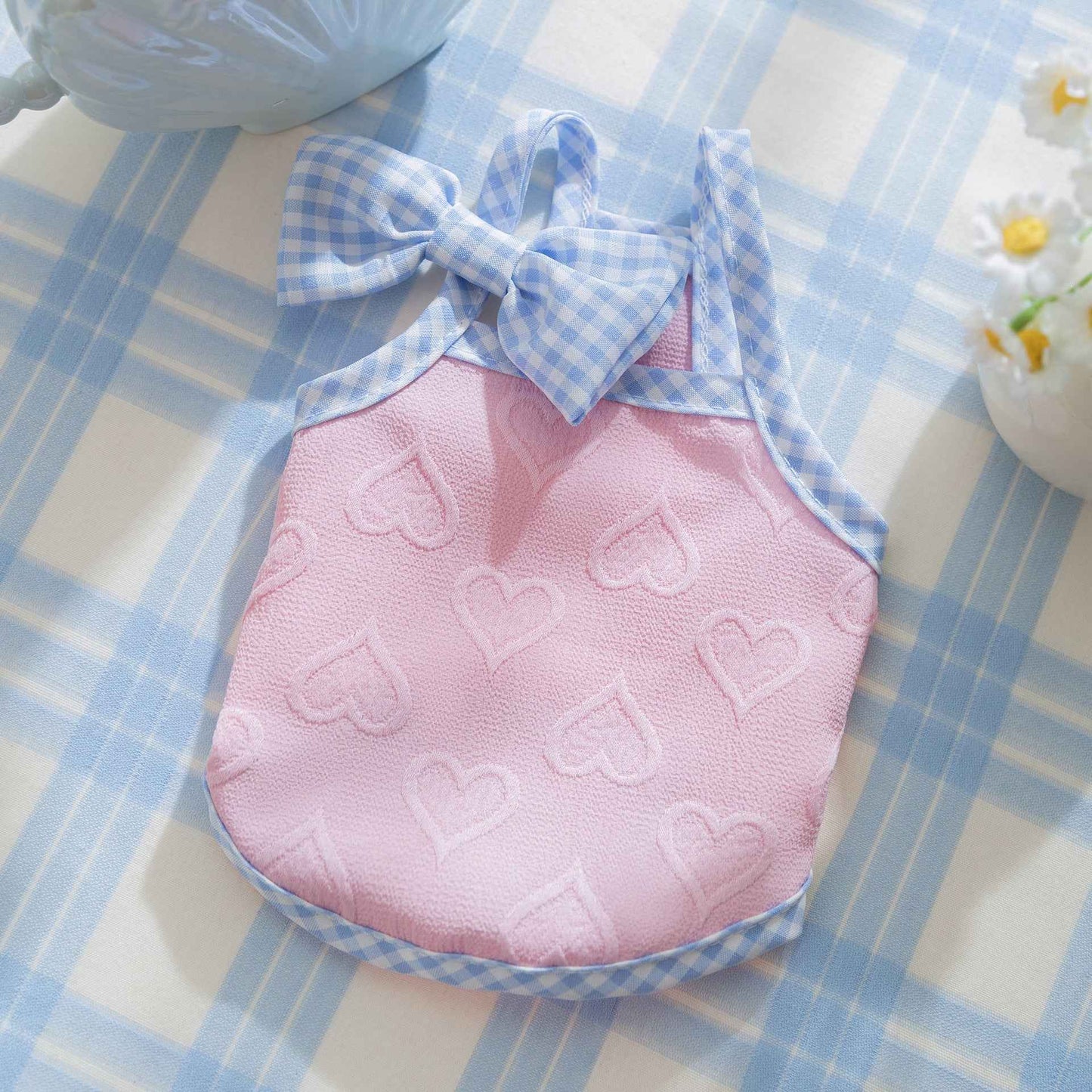 Belinana heart texture Dog Vest with Bow - Soft Cozy