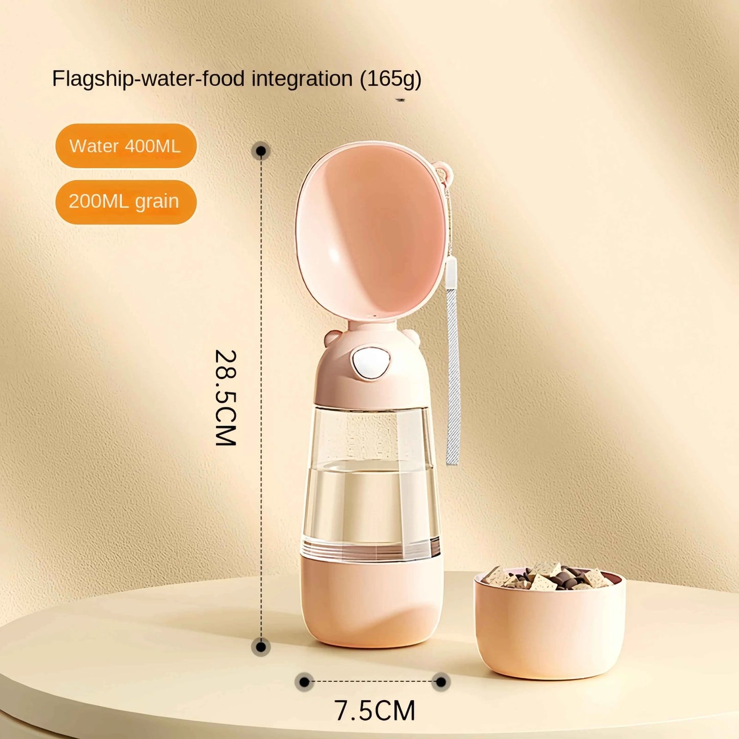Belinana Portable Pet Feeding Bottle for Walks with Water-Grain Separation