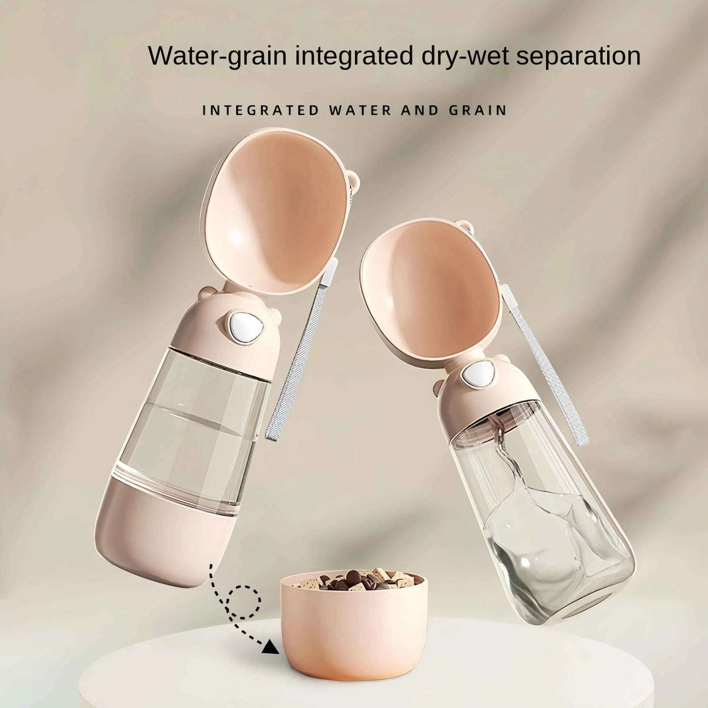 Belinana Portable Pet Feeding Bottle for Walks with Water-Grain Separation
