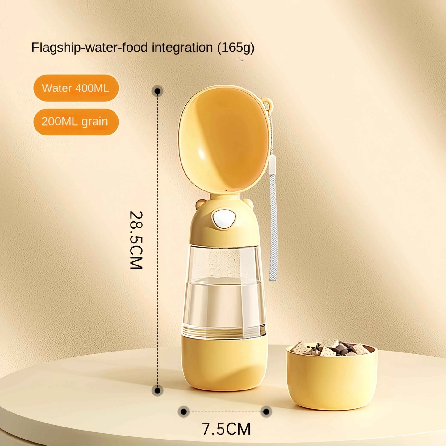 Belinana Portable Pet Feeding Bottle for Walks with Water-Grain Separation