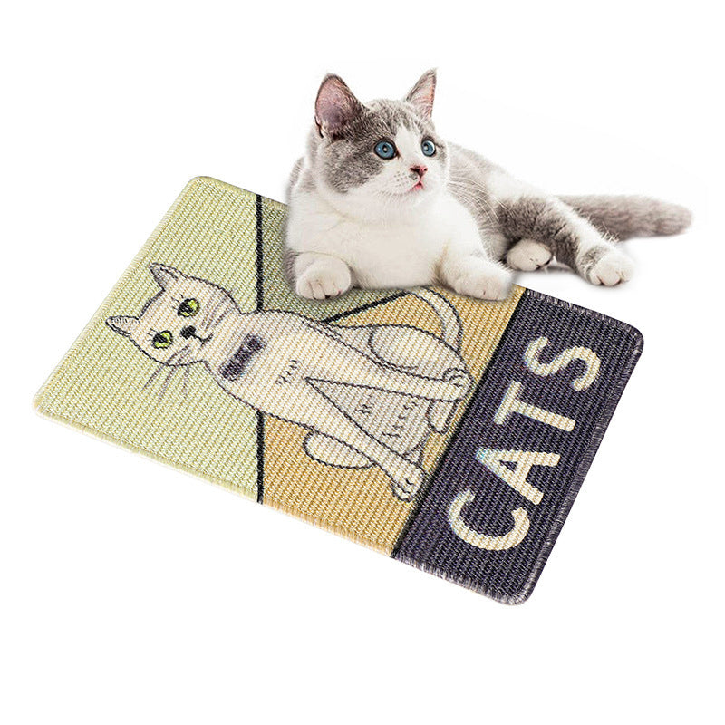Belinana printed sisal cat scratching pad featuring a playful cat design for feline entertainment and scratching