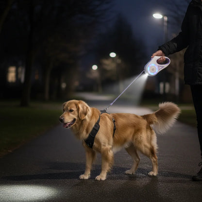 Belinana Retractable Dog Leash with Light for Night Walks