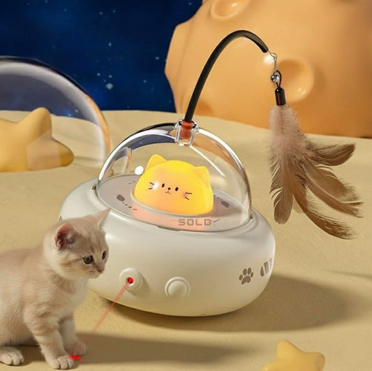 Belinana smart UFO cat teaser with feather - LED Toy