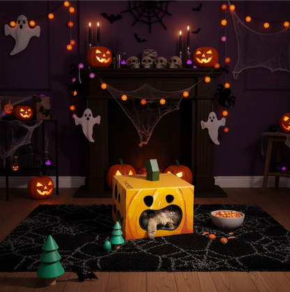 Belinana Cat Scratcher Box Halloween - Fun Pumpkin Design