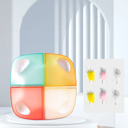 Belinana automatic cat feather toy with colorful modular design and interchangeable feathers for feline fun