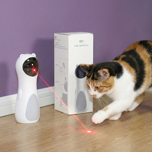 Belinana automatic laser cat toy with red laser dot attracting a playful cat