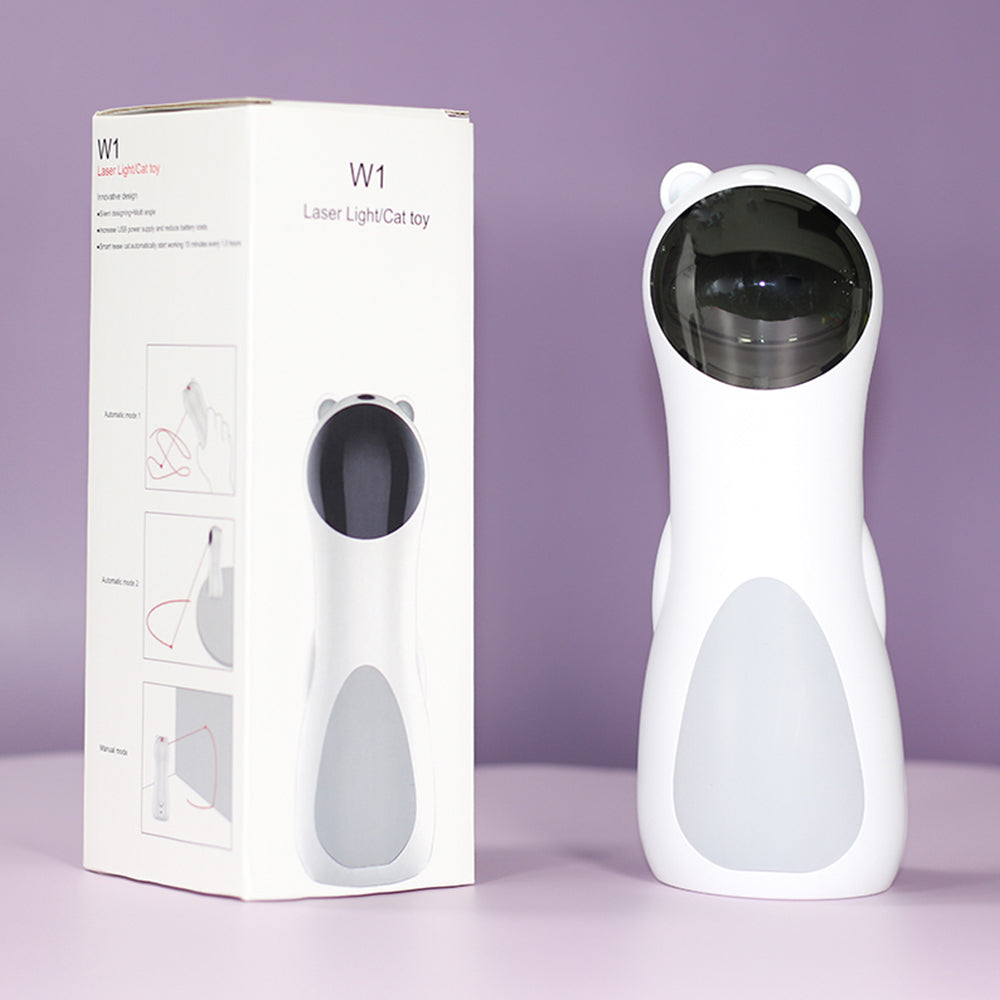 Belinana automatic laser cat toy in white with panda design for interactive pet play