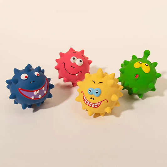 Belinana colorful spiky balls set bite resistant dog toy for puppies with funny faces