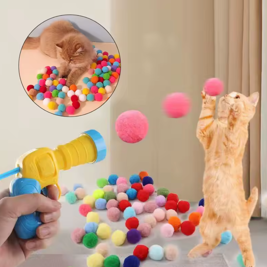Belinana Plush Pompom Balls for Kittens - Soft Cat Toy