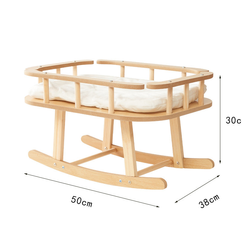 Belinana cat nest swinging bed in natural wood with cushioned base for comfortable pet lounging