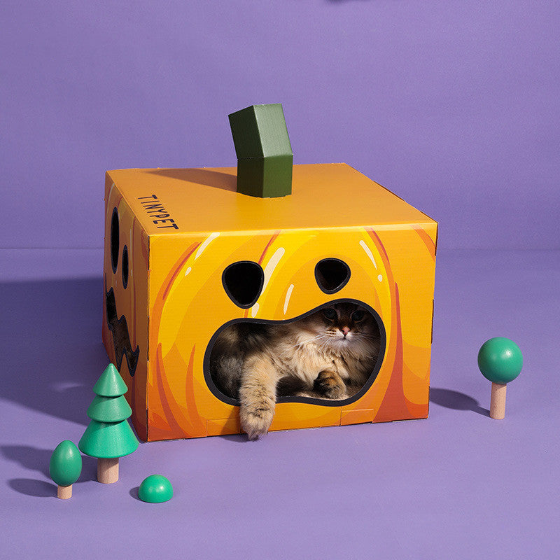 Belinana cat scratcher box Halloween in pumpkin design for playful cats