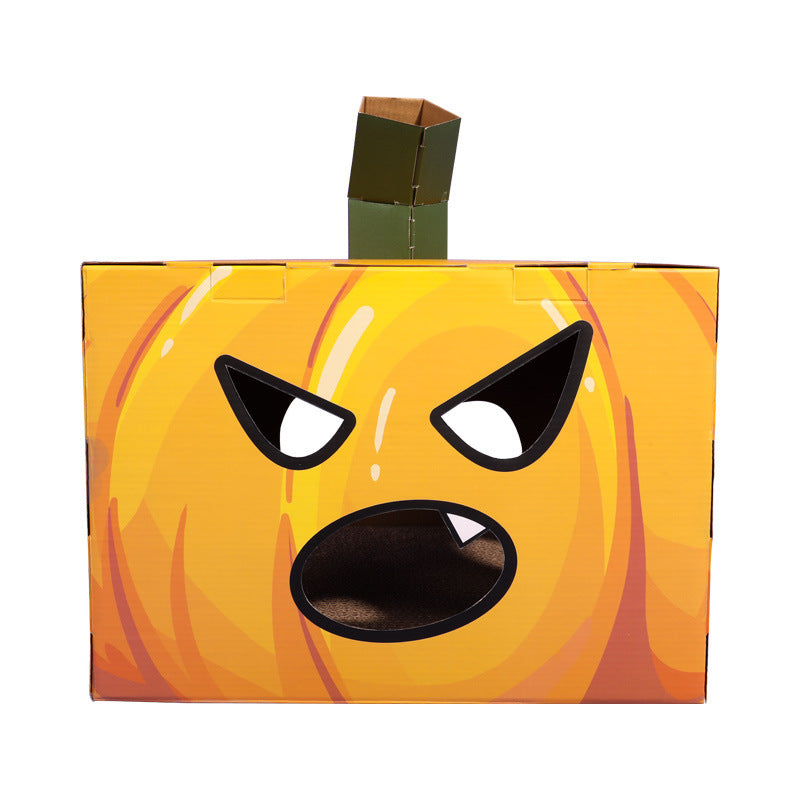 Belinana cat scratcher box Halloween designed like a pumpkin for playful cats