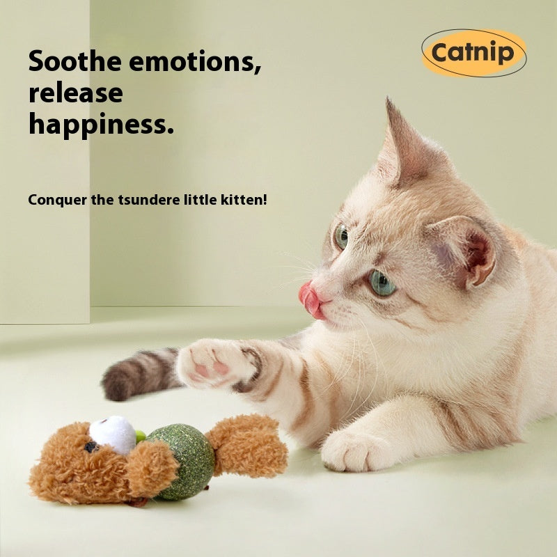 Belinana catnip ball cat toy in green with plush texture, ideal for playful kittens