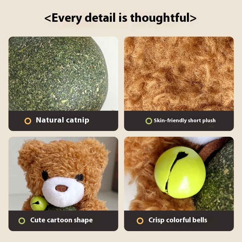 Green catnip ball cat toy made of natural catnip and plush for playful cats