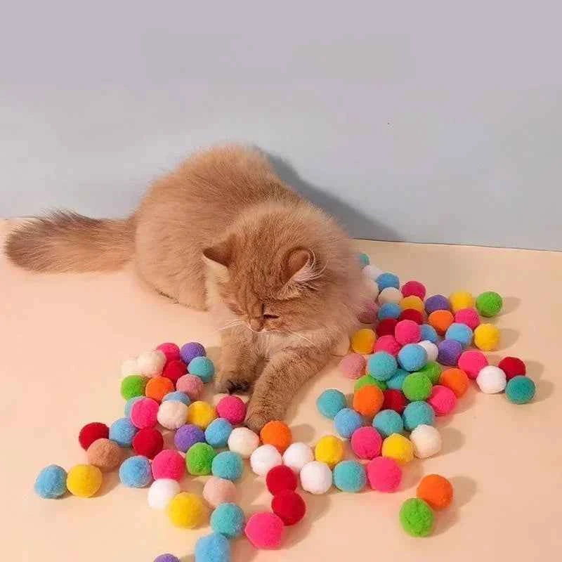Belinana Plush Pompom Balls for Kittens - Soft Cat Toy