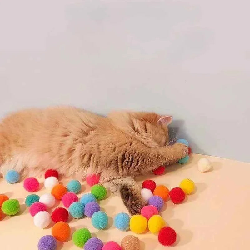 Belinana Plush Pompom Balls for Kittens - Soft Cat Toy