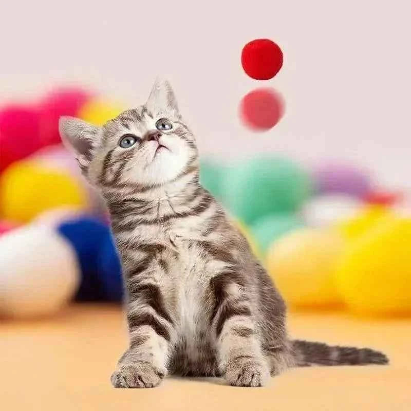 Belinana Plush Pompom Balls for Kittens - Soft Cat Toy