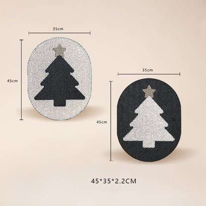 Holiday cat scratching board featuring a Christmas tree design in black and white for feline enjoyment