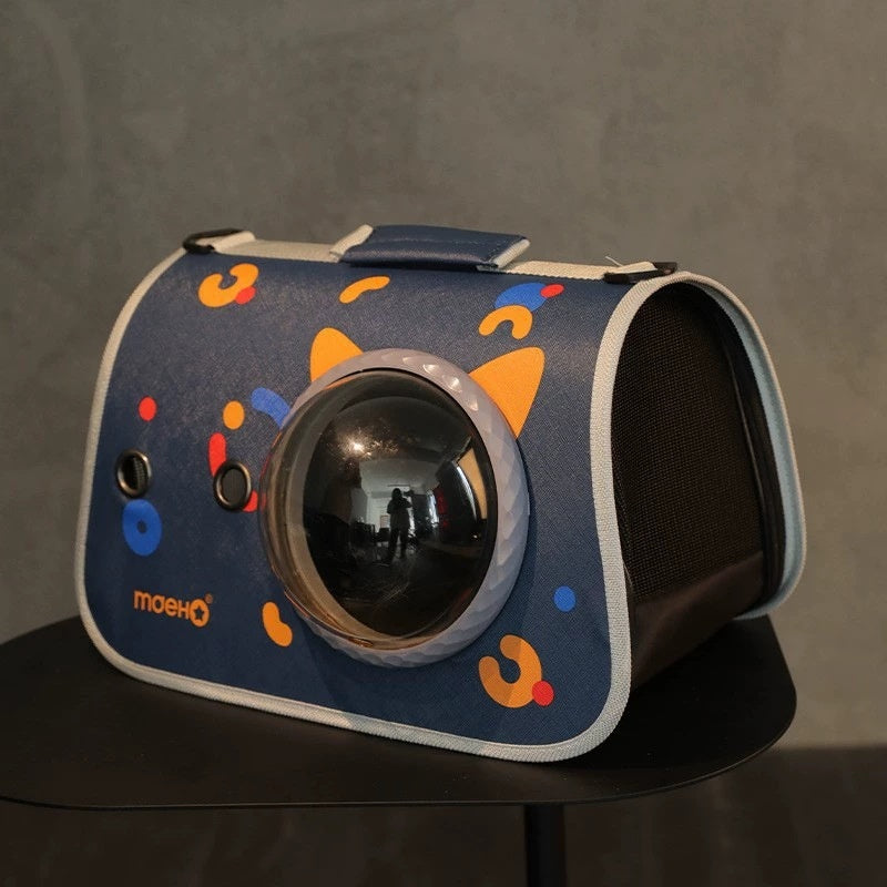 Belinana outdoor portable pet travel bag with a clear window and colorful design for pets on the go