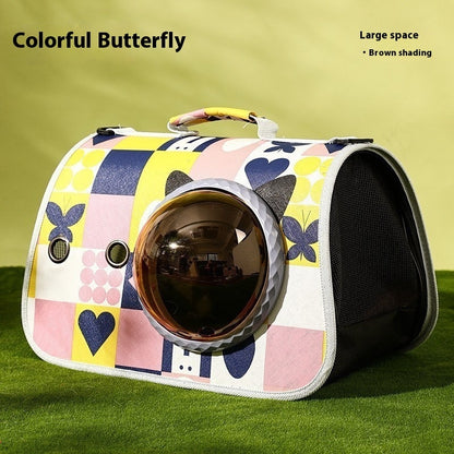 Colorful butterfly outdoor portable pet travel bag with large space for comfortable pet transport