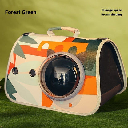 Belinana outdoor portable pet travel bag in Forest Green with large space and stylish design for pets