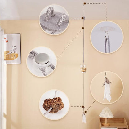 Belinana pet self-feeding toy for cats with adjustable nylon twine and double feather design