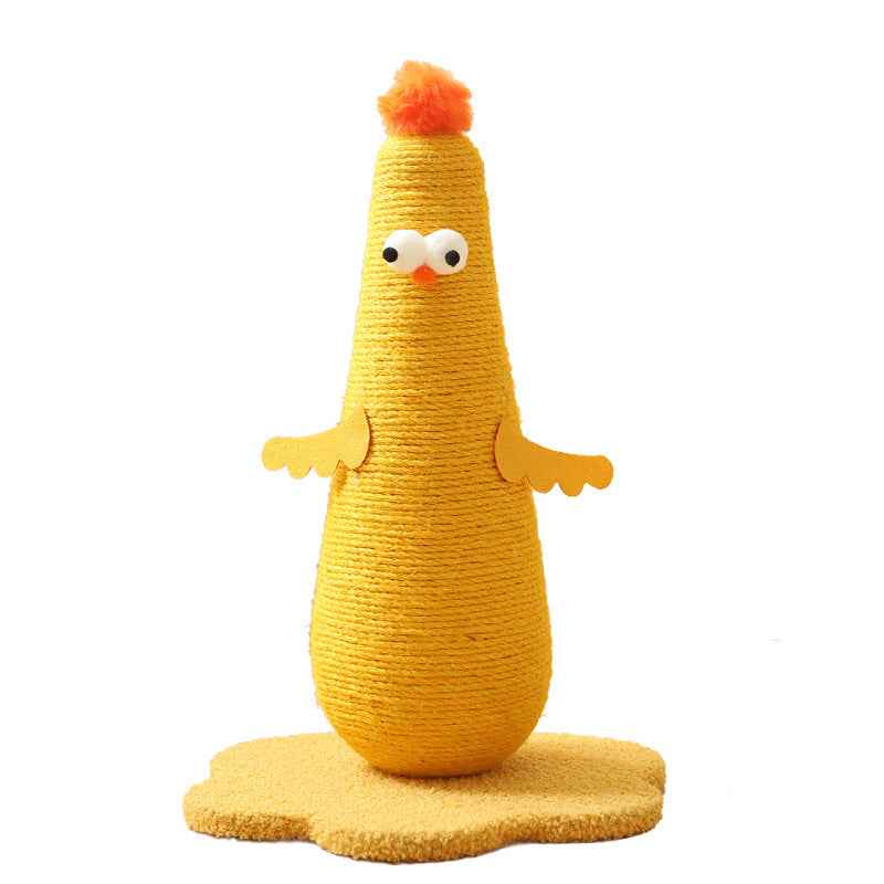 Belinana yellow cone cat scratcher toy with pompom and base vertical cat scratcher for healthy claws