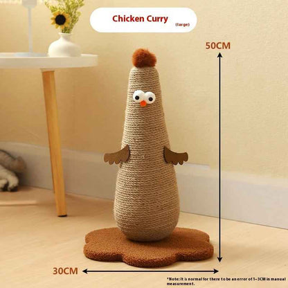 Belinana chicken shaped vertical cat scratcher for healthy claws sisal post with plush base