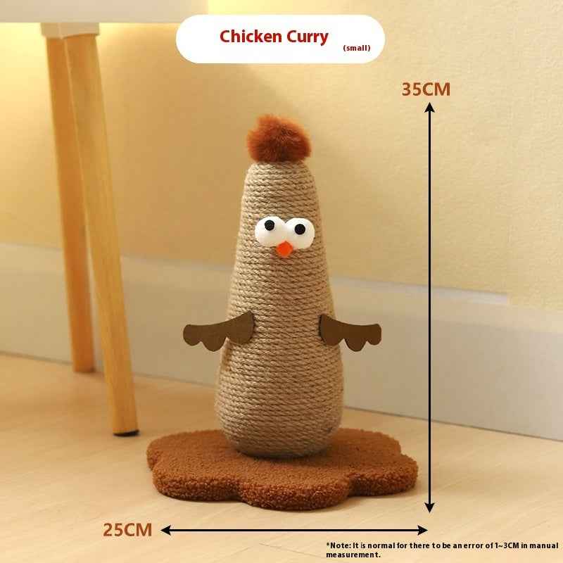 Belinana Chicken Curry chicken shaped vertical cat scratcher for healthy claws sisal rope toy with plush base 35cm