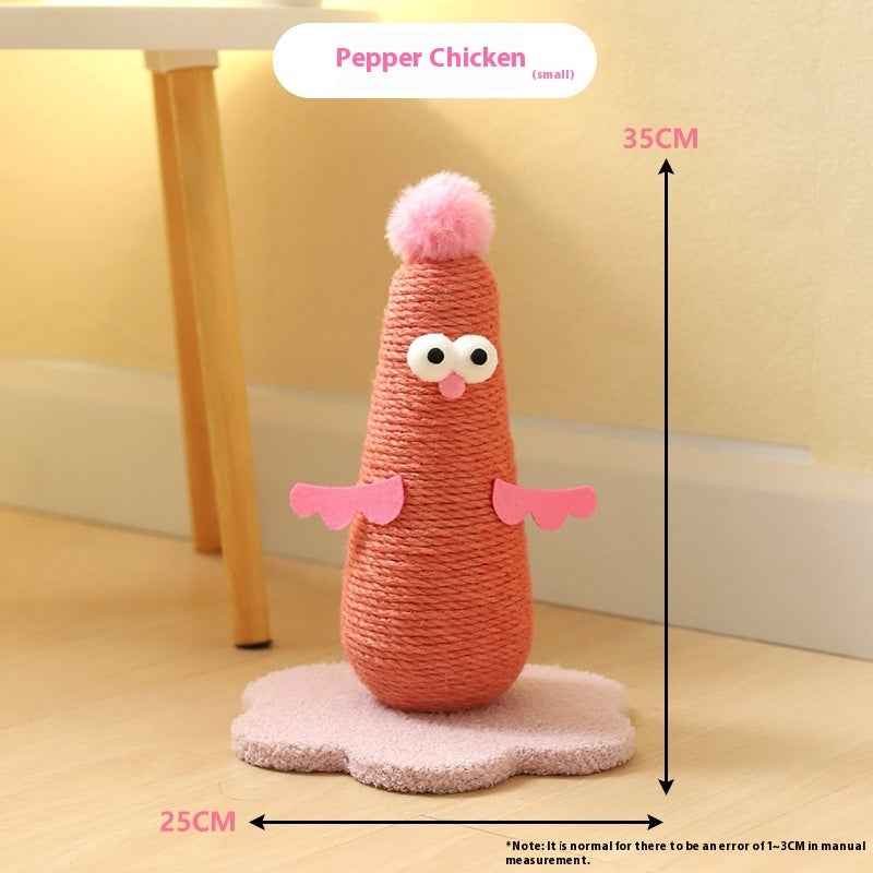 Belinana Pepper Chicken small vertical cat scratcher for healthy claws 35cm peach rope toy on plush base