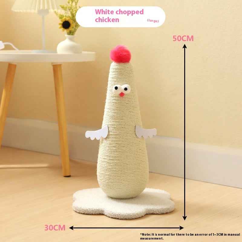 Belinana vertical cat scratcher for healthy claws chicken shaped sisal post 50cm on plush base