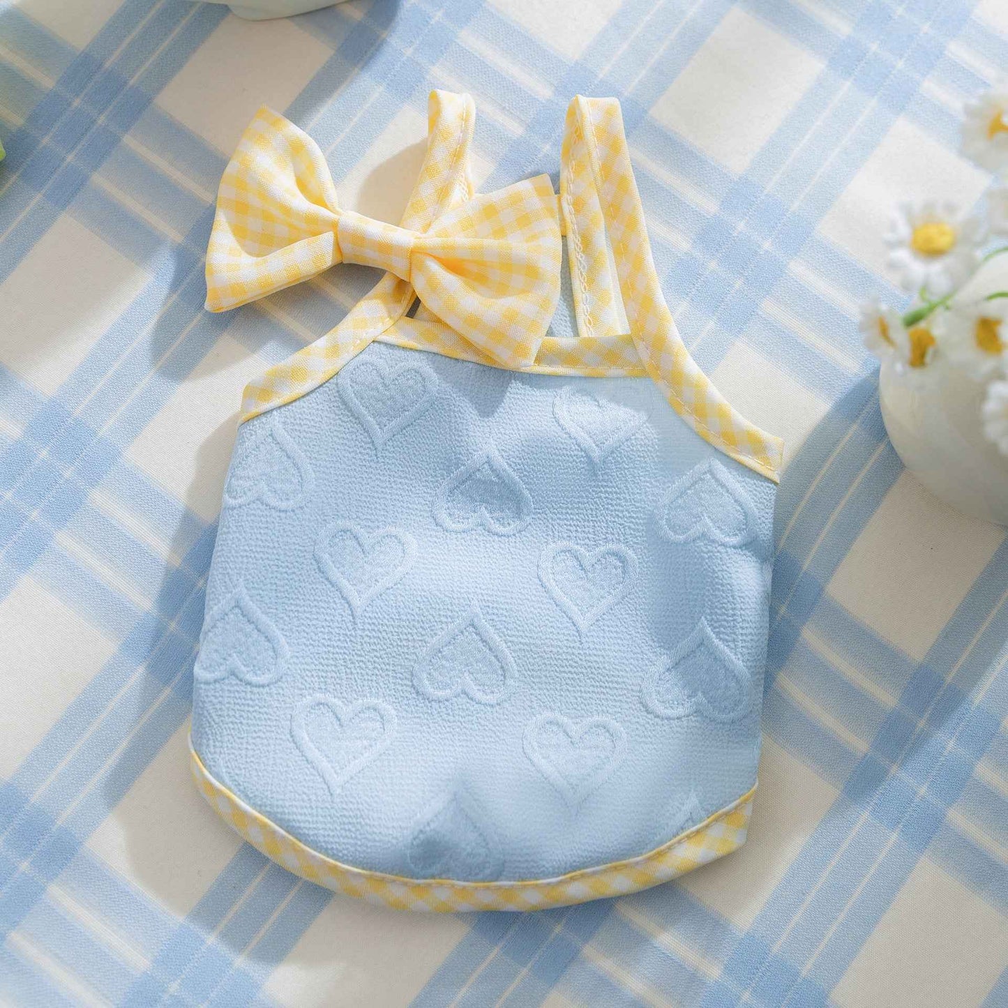 Belinana heart texture Dog Vest with Bow - Soft Cozy