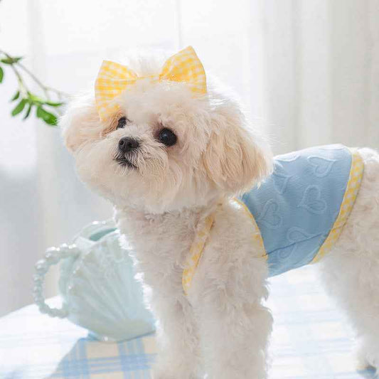 Belinana heart texture Dog Vest with Bow - Soft Cozy