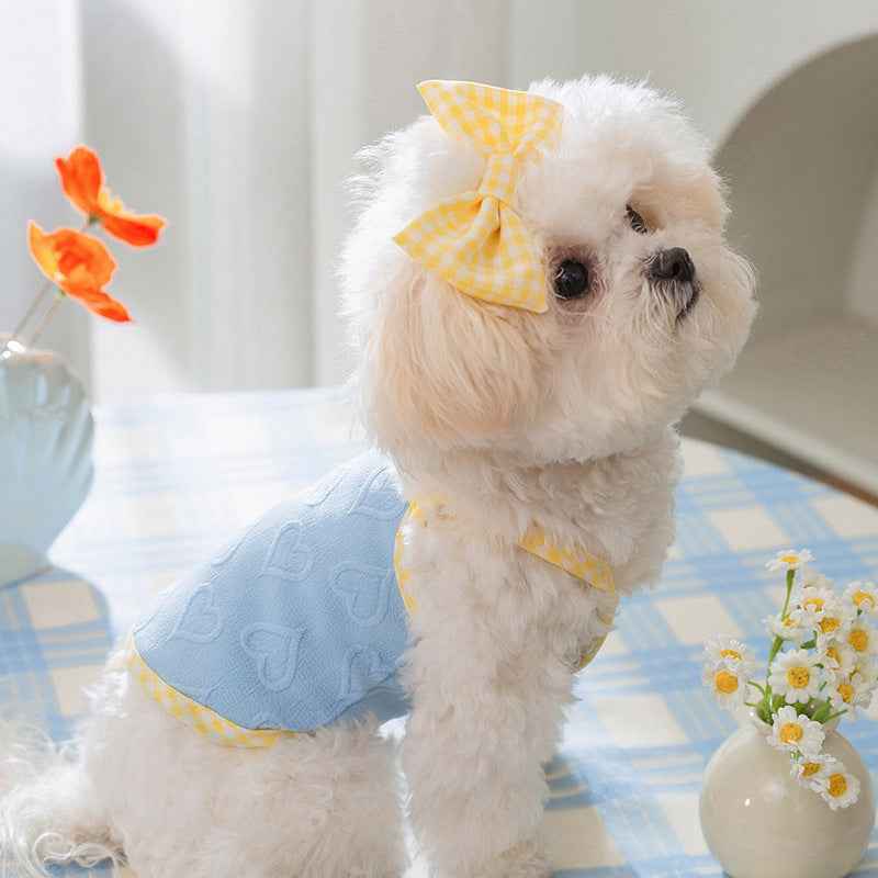 Belinana heart texture Dog Vest with Bow - Soft Cozy