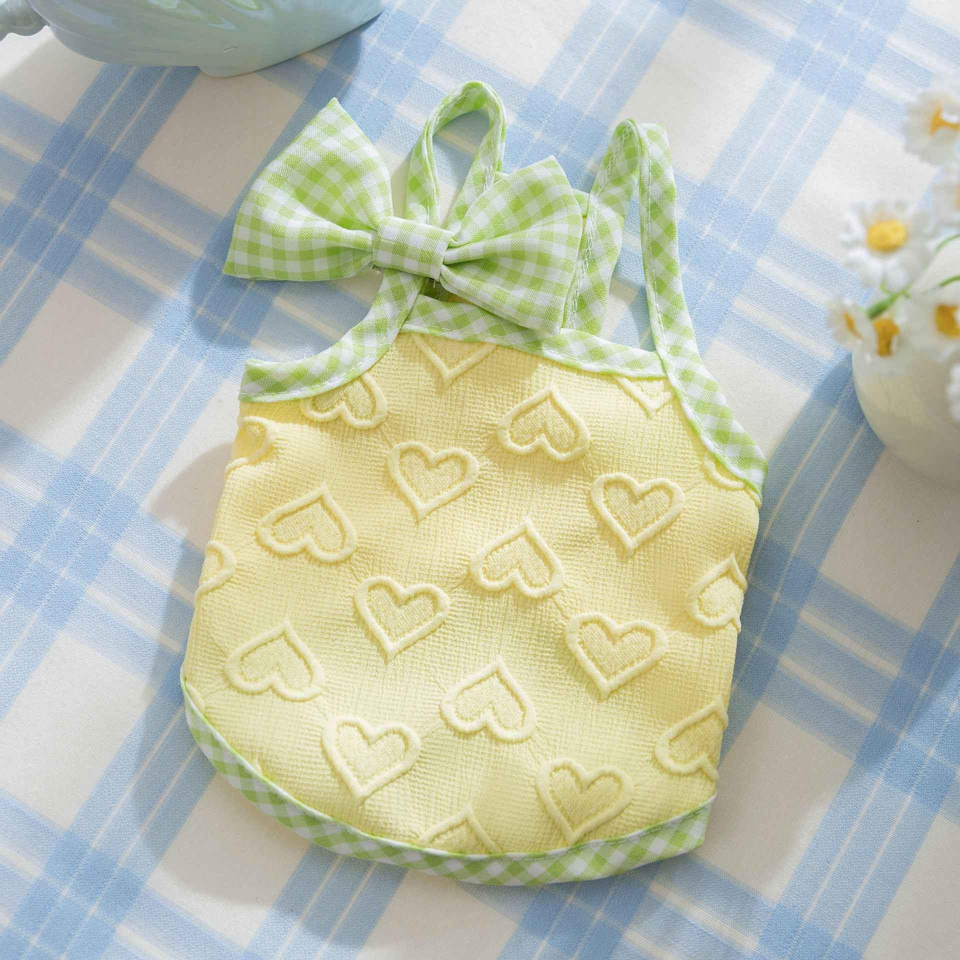 Belinana heart texture Dog Vest with Bow - Soft Cozy