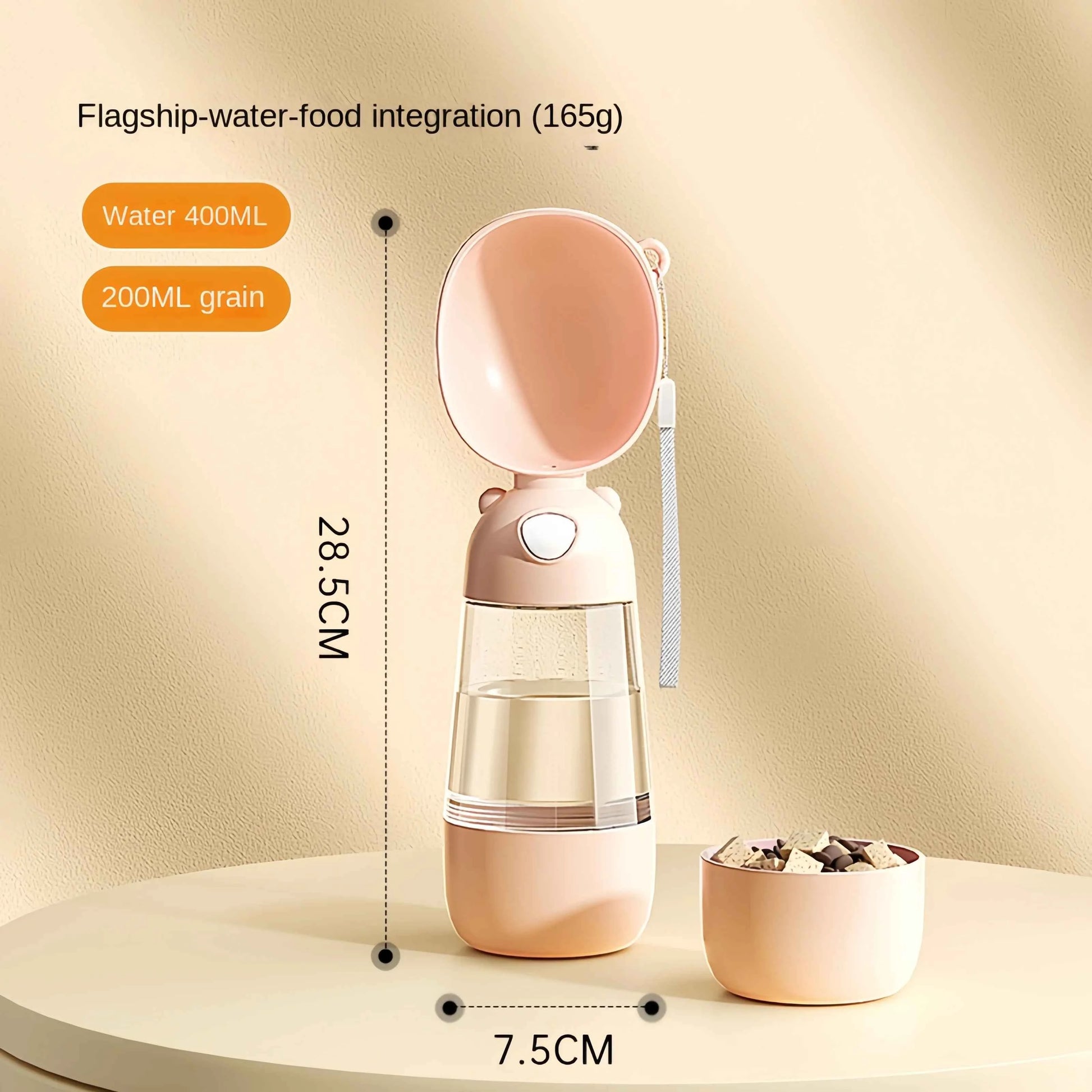 Belinana Portable Pet Feeding Bottle for Walks with Water-Grain Separation
