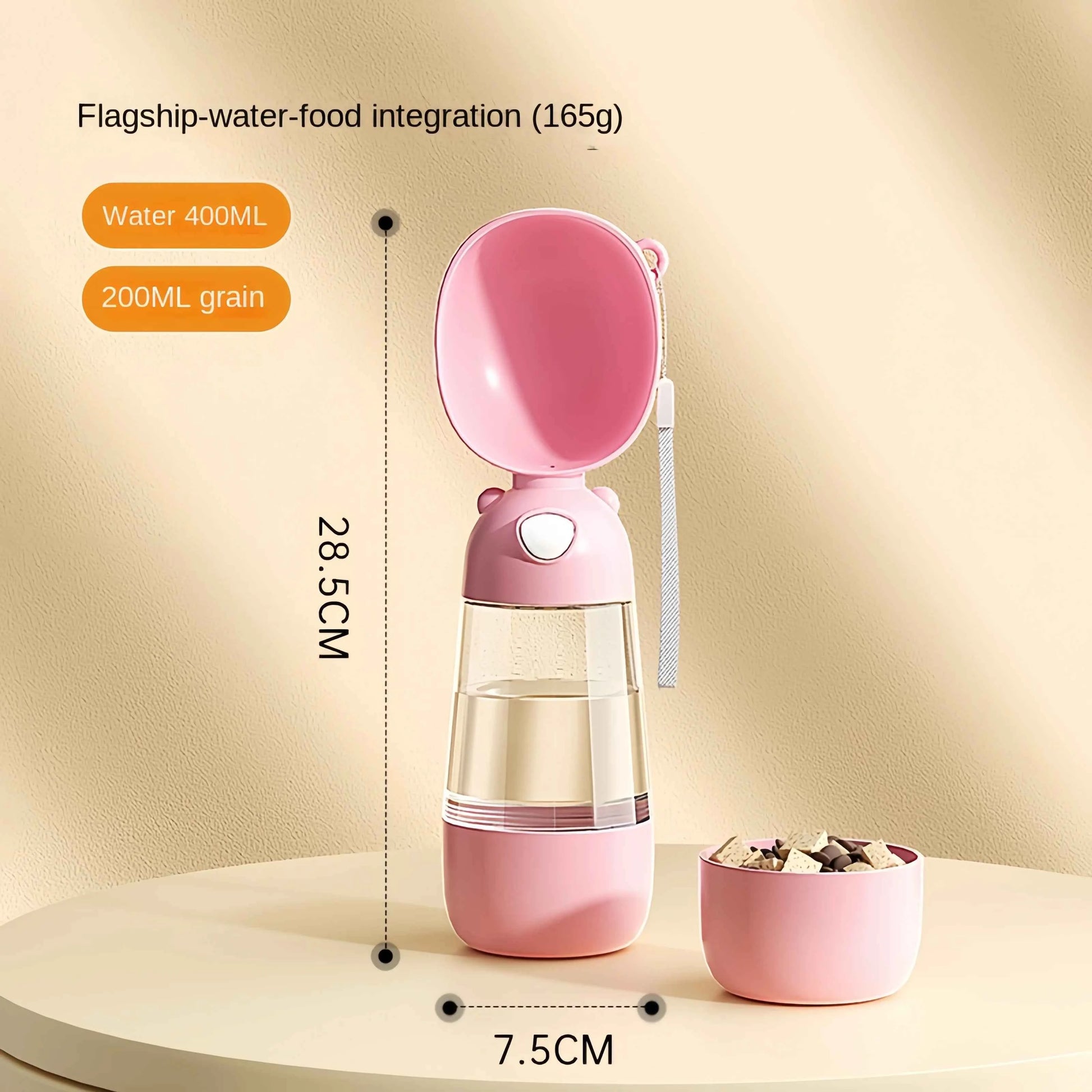 Belinana Portable Pet Feeding Bottle for Walks with Water-Grain Separation