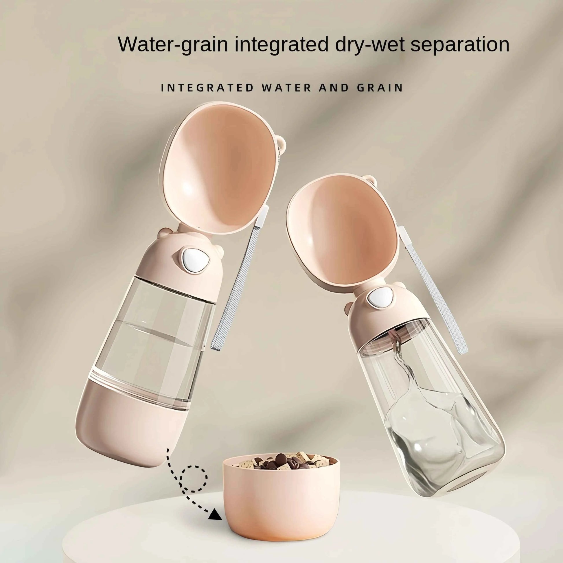 Belinana Portable Pet Feeding Bottle for Walks with Water-Grain Separation