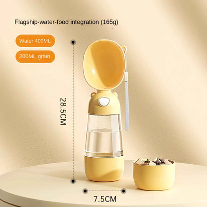 Belinana Portable Pet Feeding Bottle for Walks with Water-Grain Separation