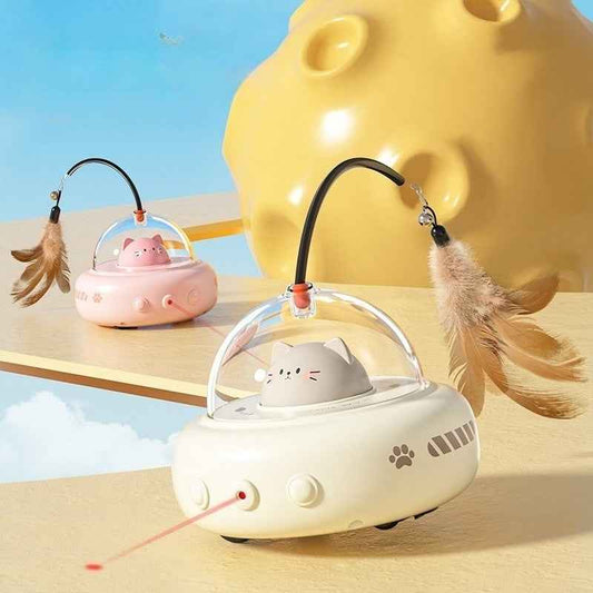 Belinana smart UFO cat teaser with feather - LED Toy