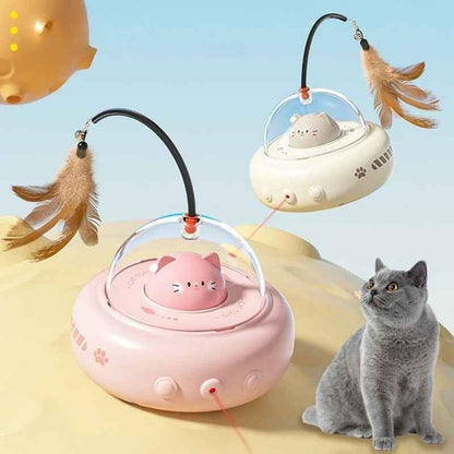 Belinana smart UFO cat teaser with feather - LED Toy