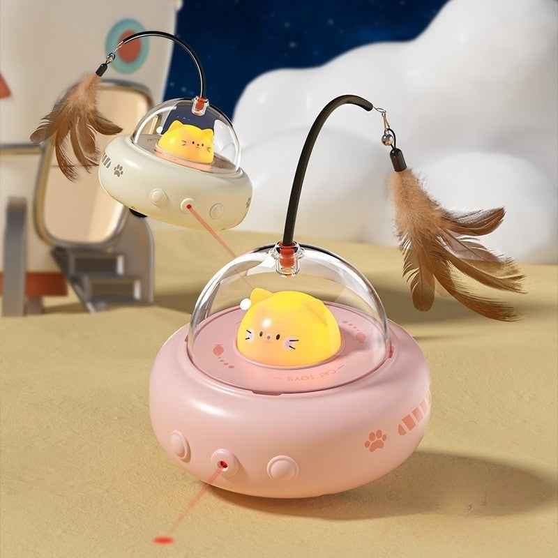 Belinana smart UFO cat teaser with feather - LED Toy
