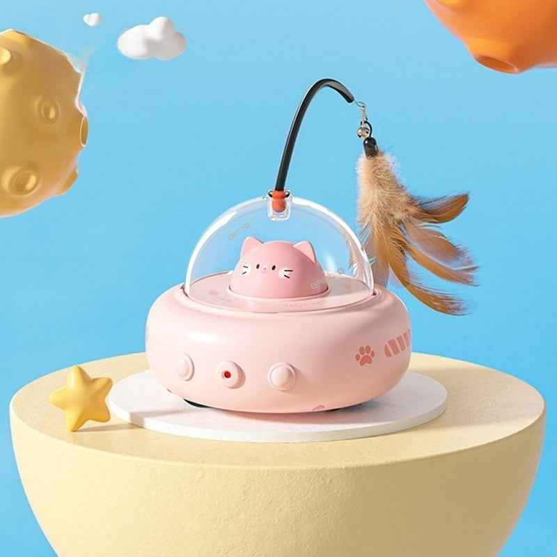 Belinana smart UFO cat teaser with feather - LED Toy