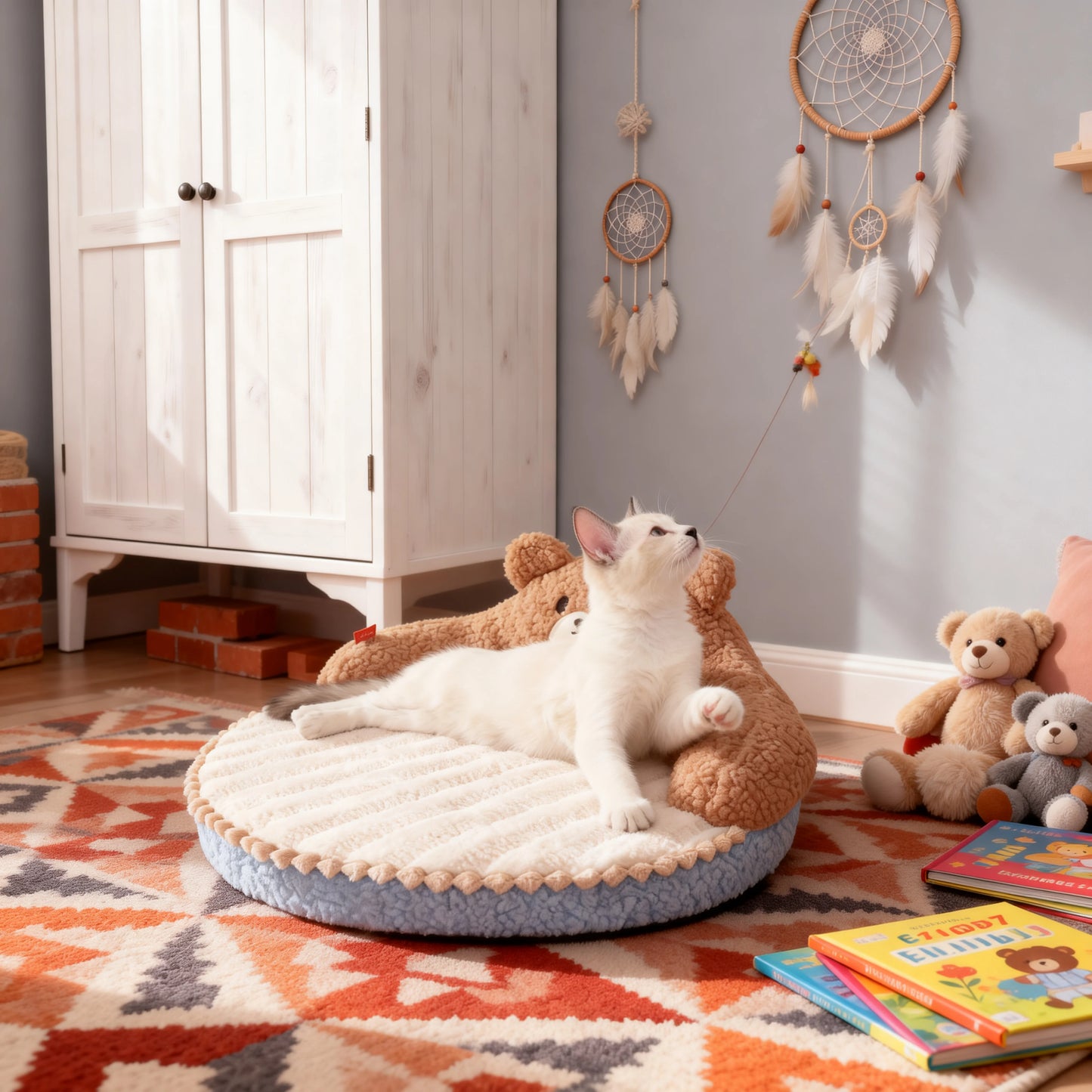 Belinana warm hug design cat bed with cozy round shape for ultimate comfort and relaxation