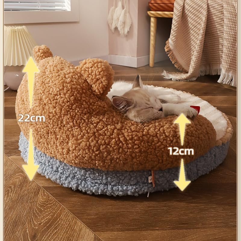 Belinana warm hug design cat bed in cozy colors with raised sides for ultimate comfort and security