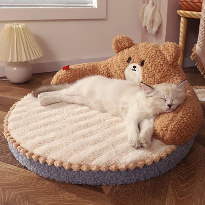 Belinana warm hug design cat bed with plush bear shape for ultimate comfort and relaxation for cats